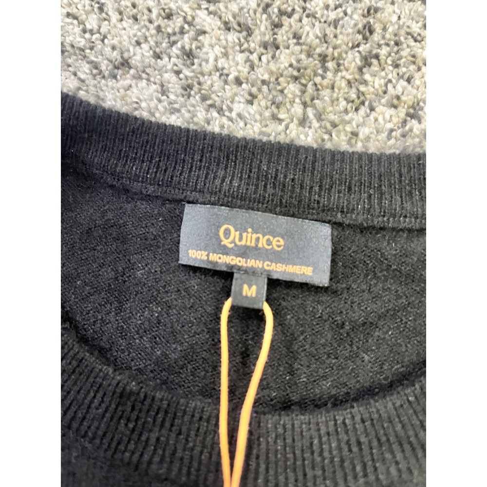 Quince Mongolian Cashmere Crewneck Sweater Black LB1020-STIECC006-28338 Size M - Picture 4 of 10